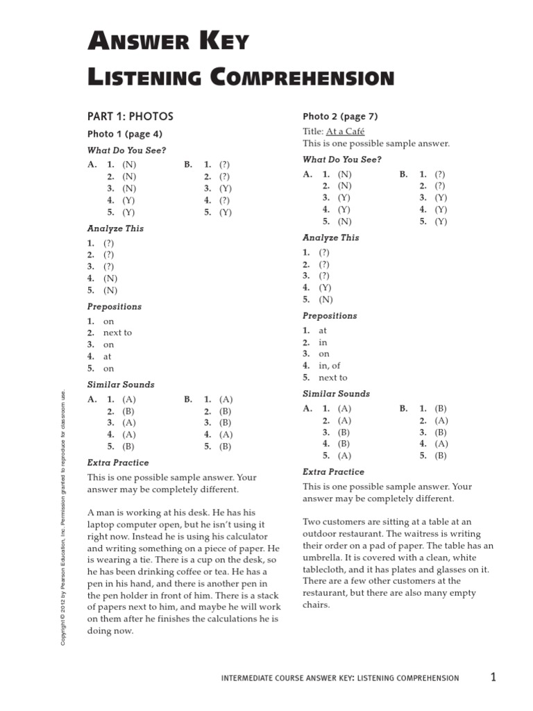 Longman Toeic Intermediate 5th Edition Answer Key Pdf