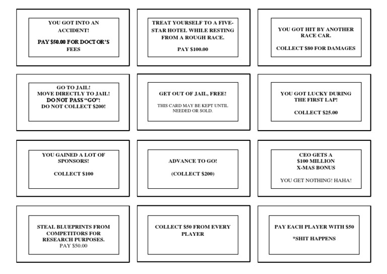 Community Chest Cards For Monopoly | PDF for Free Printable Monopoly Chance Cards