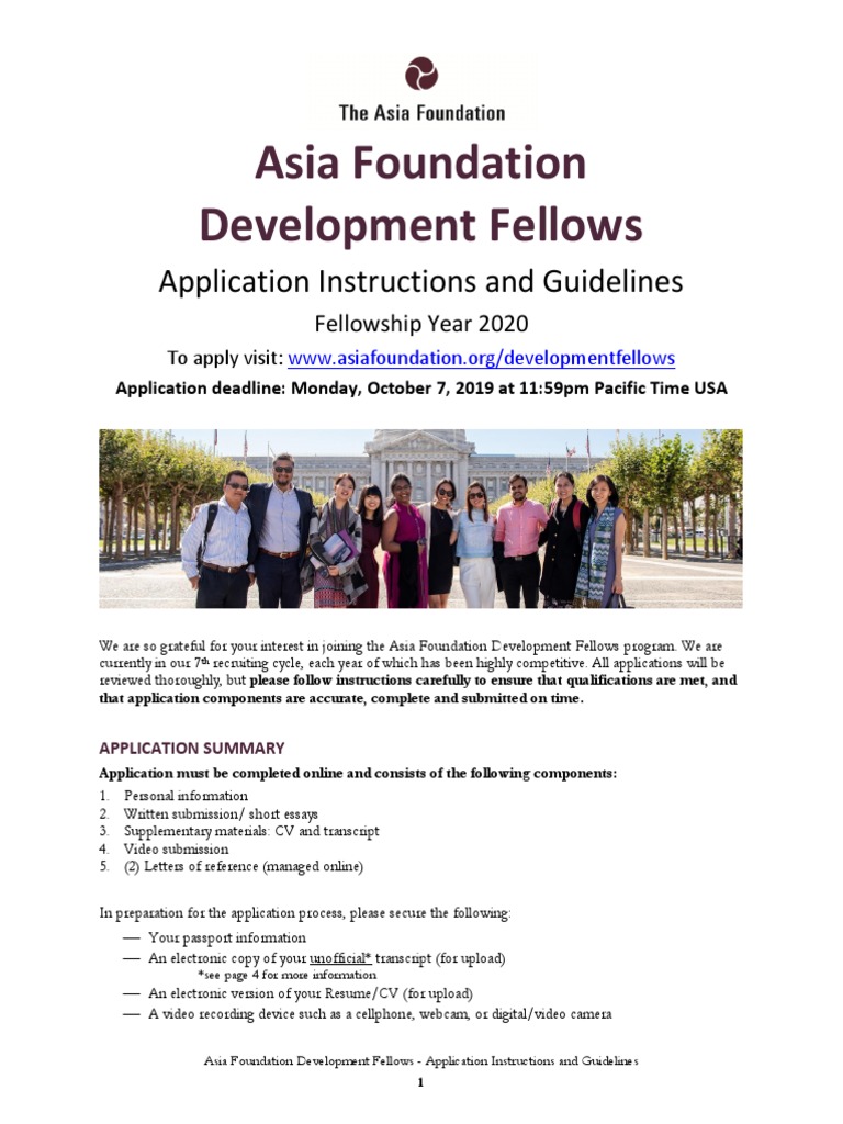 Asia Foundation Fellowship Application Guide | PDF | Academic Degree ...