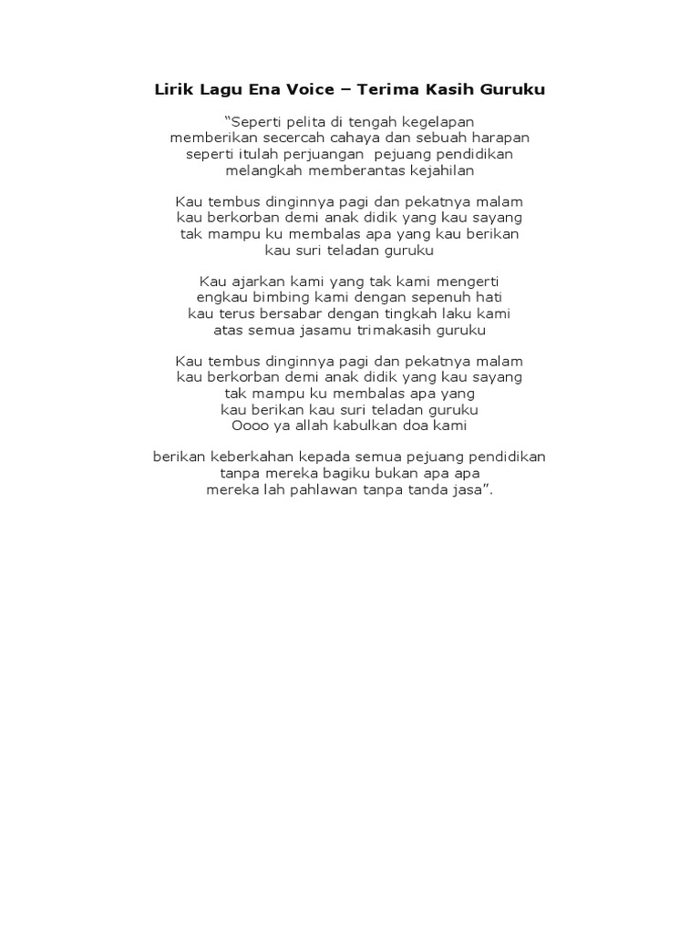 Lirik Lagu Ena Voice Pdf