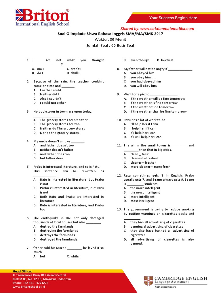 ☀ 42 soal ujian nasional bahasa inggris smp 2013 dan kunci jawaban images