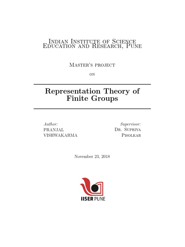 Representation Theory of Finite Groups | PDF | Representation Theory ...