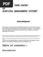 Term Paper" ON Hospital Management System": Acknowledgment