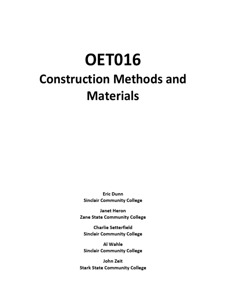OET016 Construction Methods and Materials PDF General Contractor