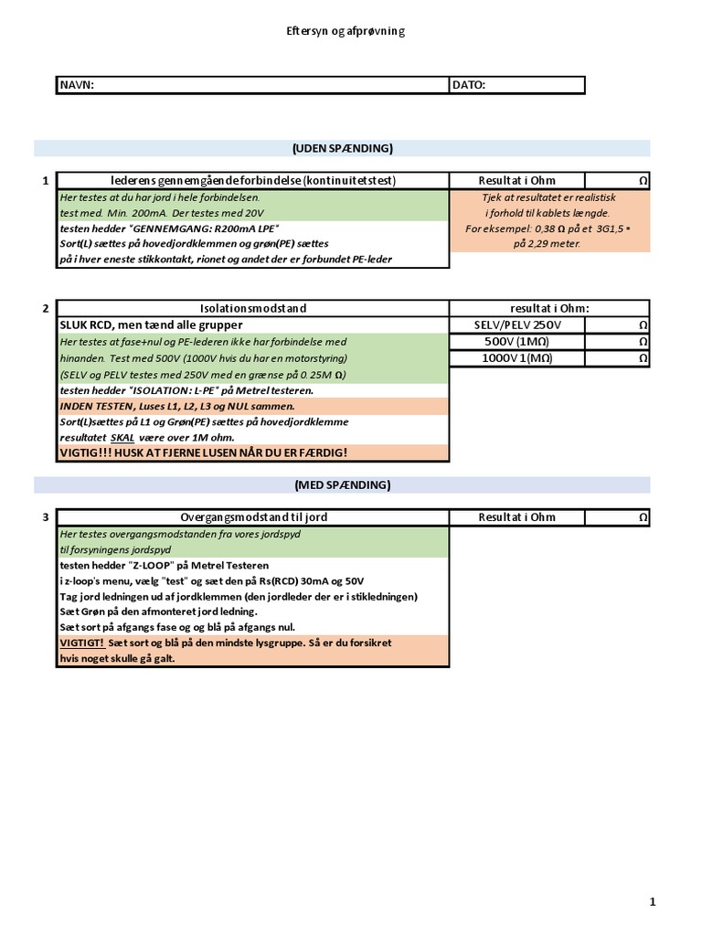 Eftersyn Og Afprøvning | PDF