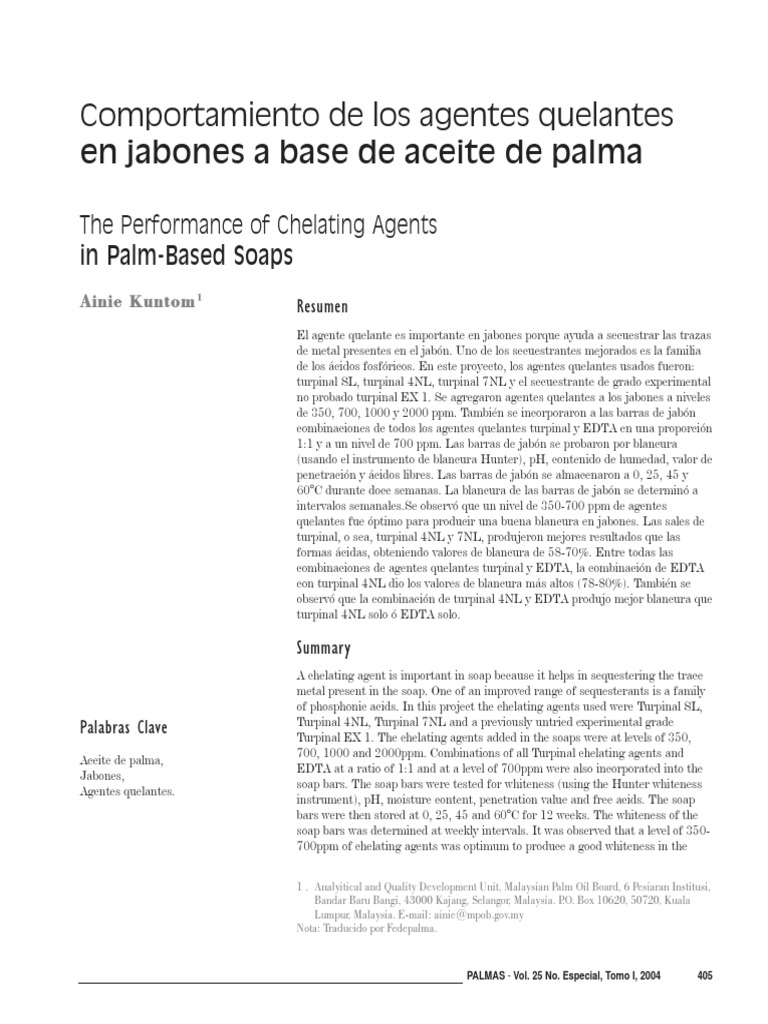 Agentes Quelantes en Jabones de Palma | PDF | Detergente | Ácido