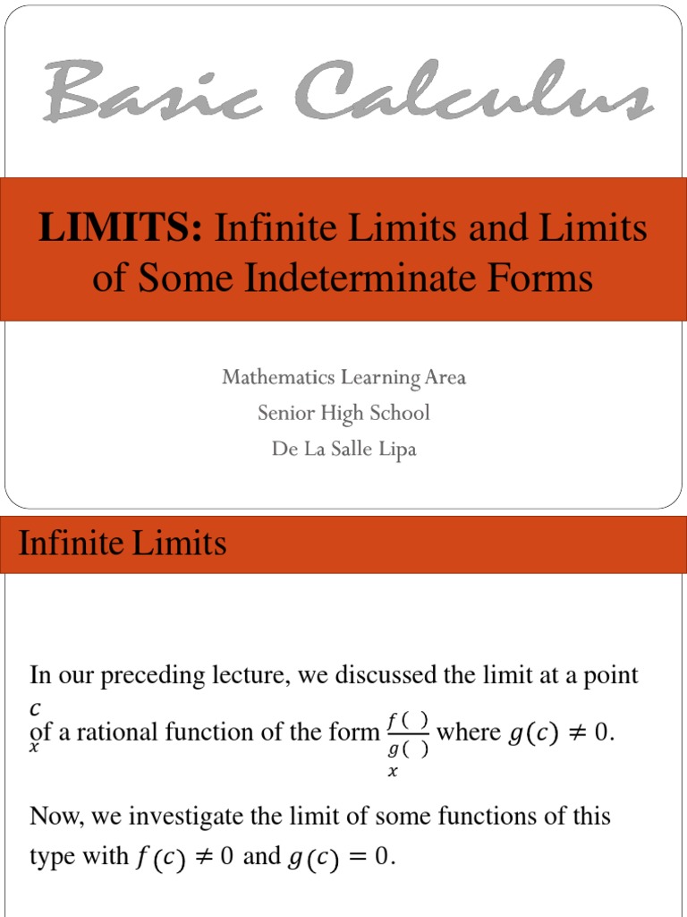 Lesson 3 - Infinite Limits (For Students) | PDF | Calculus | Infinity