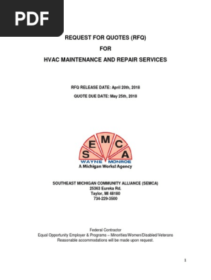 Request for Quotes Hvac 2018