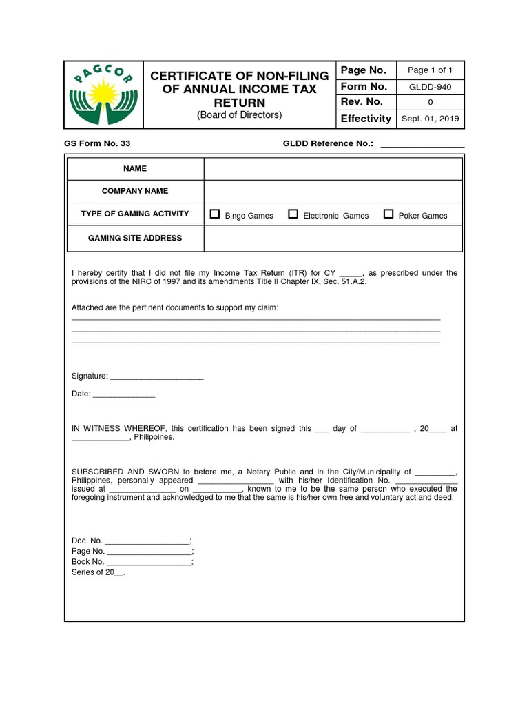 Certificate of Non-Filing of ITR | PDF | Business | Law