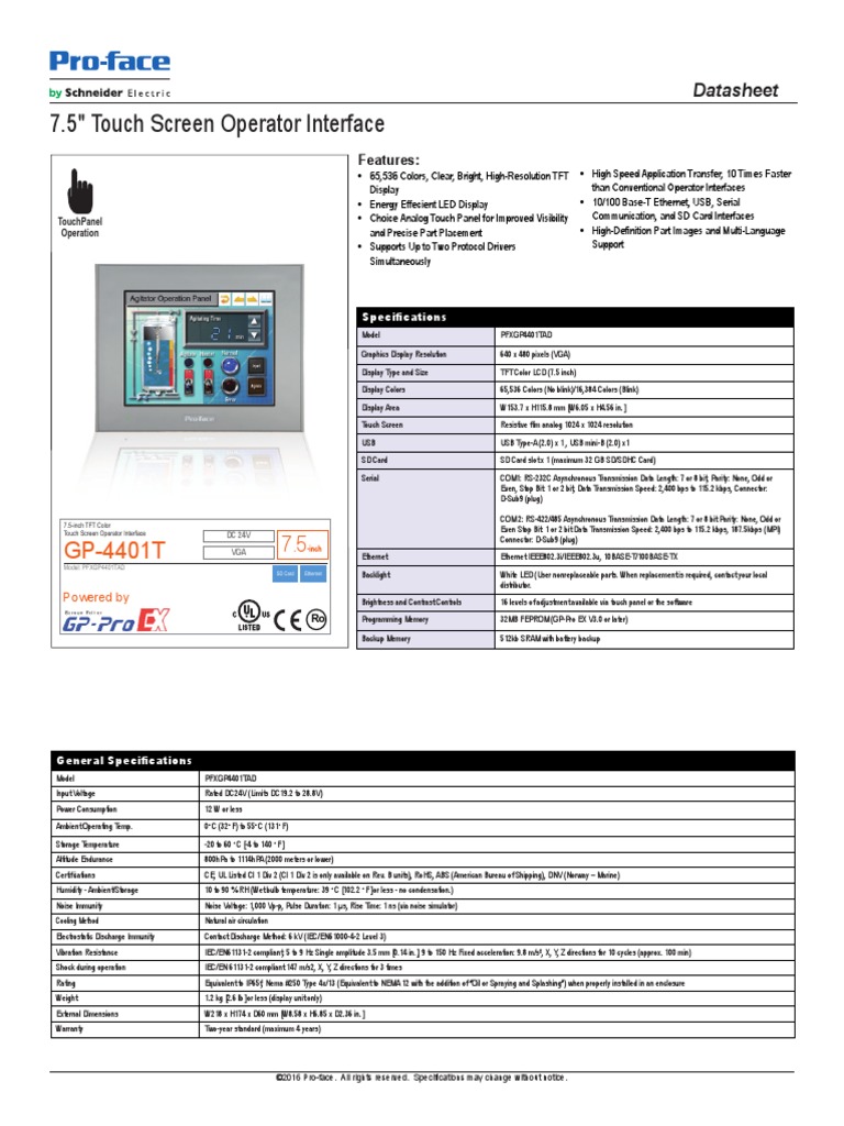 7.5" Touch Screen Operator Interface: Datasheet | Download Free PDF ...