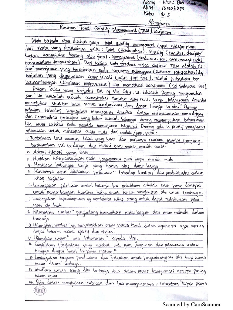 TQM WRITING | PDF