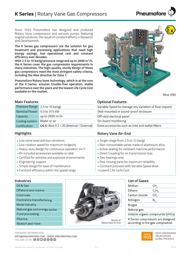 PN Infosheet Compressors K-Series en May18 LQ | PDF | Gas Technologies ...
