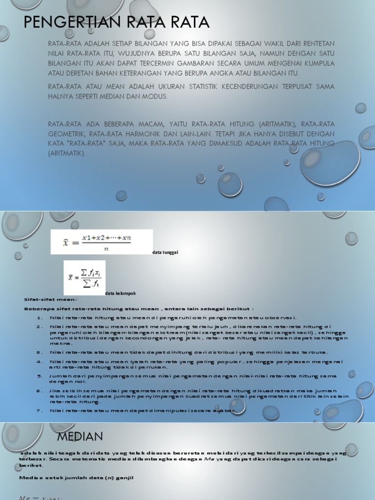 Sifat dan Pengertian Rata-rata Statistika | PDF | Karier & Perkembangan ...