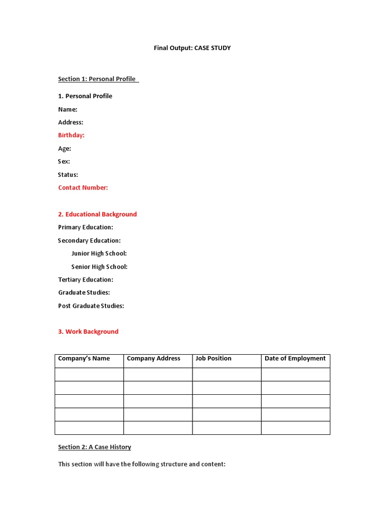 Comprehensive Case Study Template | PDF | Medical Diagnosis | Substance ...