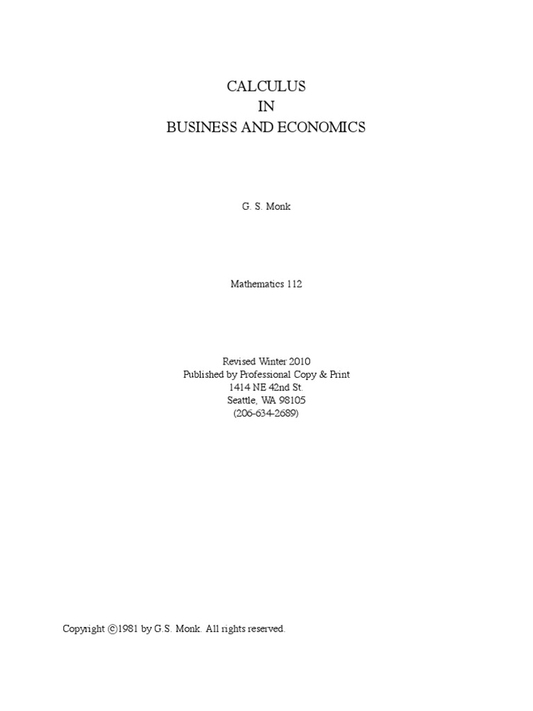 Calculus in Business Econ PDF | PDF | Slope | Tangent