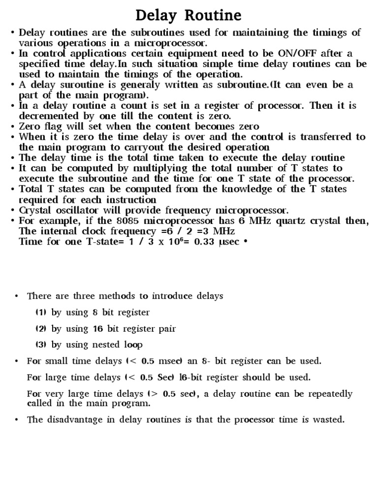 Delaying Operations with Subroutines Using Registers and Loops to Time