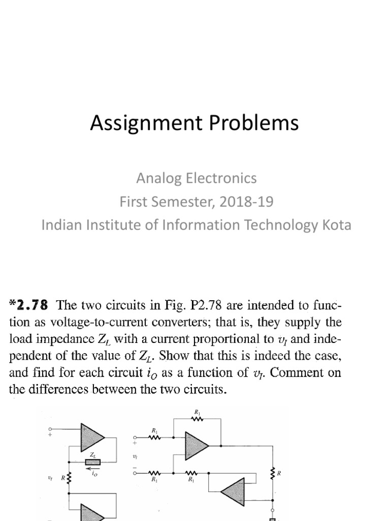 Analog Electronics Assignment Problems | PDF