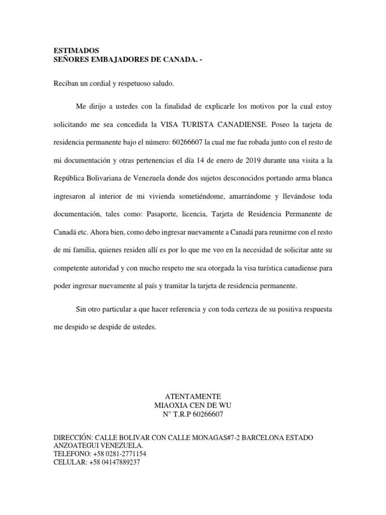 Carta Expl A La Embajada Canadience | PDF