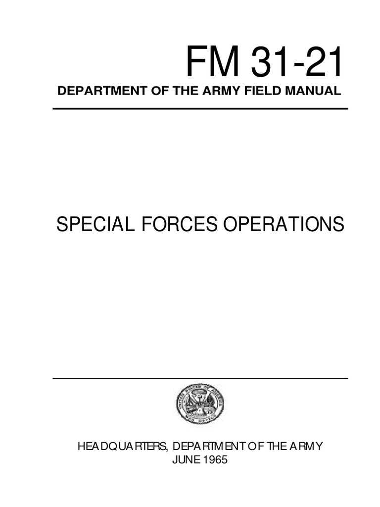 Special Forces Operations Department Of The Army Field Manual