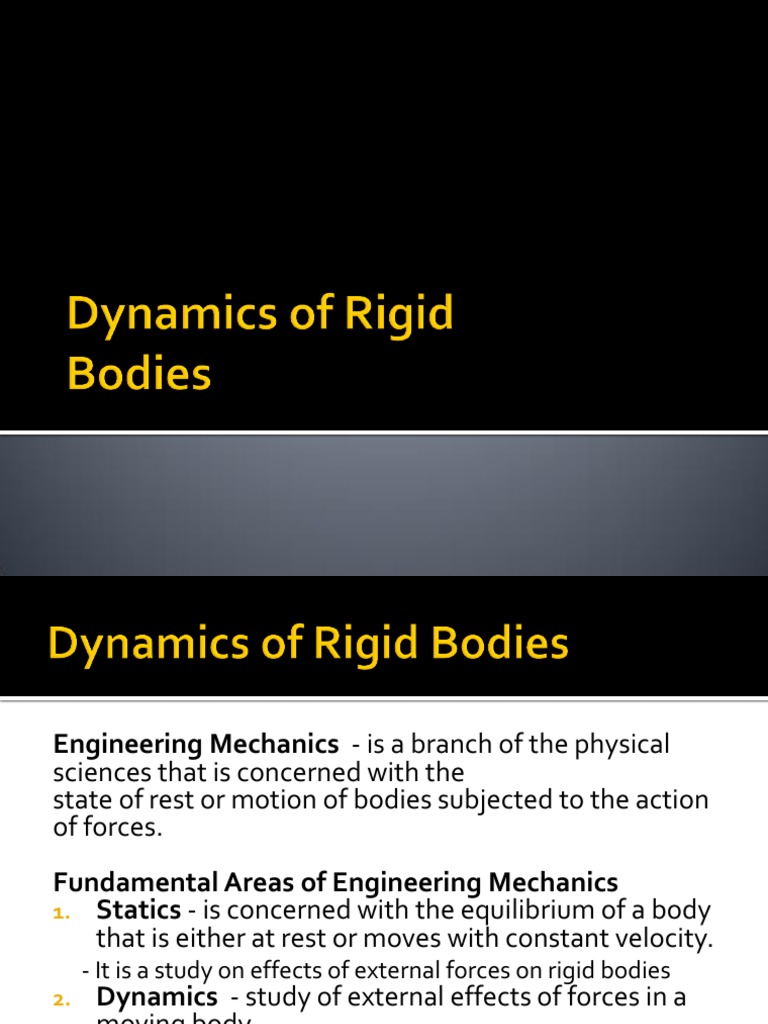Dynamics of Rigid Bodies Overview | PDF | Acceleration | Kinematics