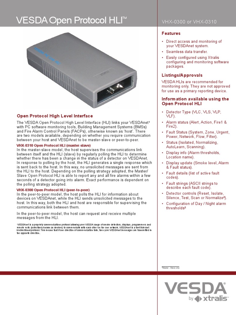 05 Vesda Hli Open Protocol Tds A4 Ie Lores | PDF | Trademark | Computer ...