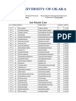 1st Merit List MBA 1.5 Evening