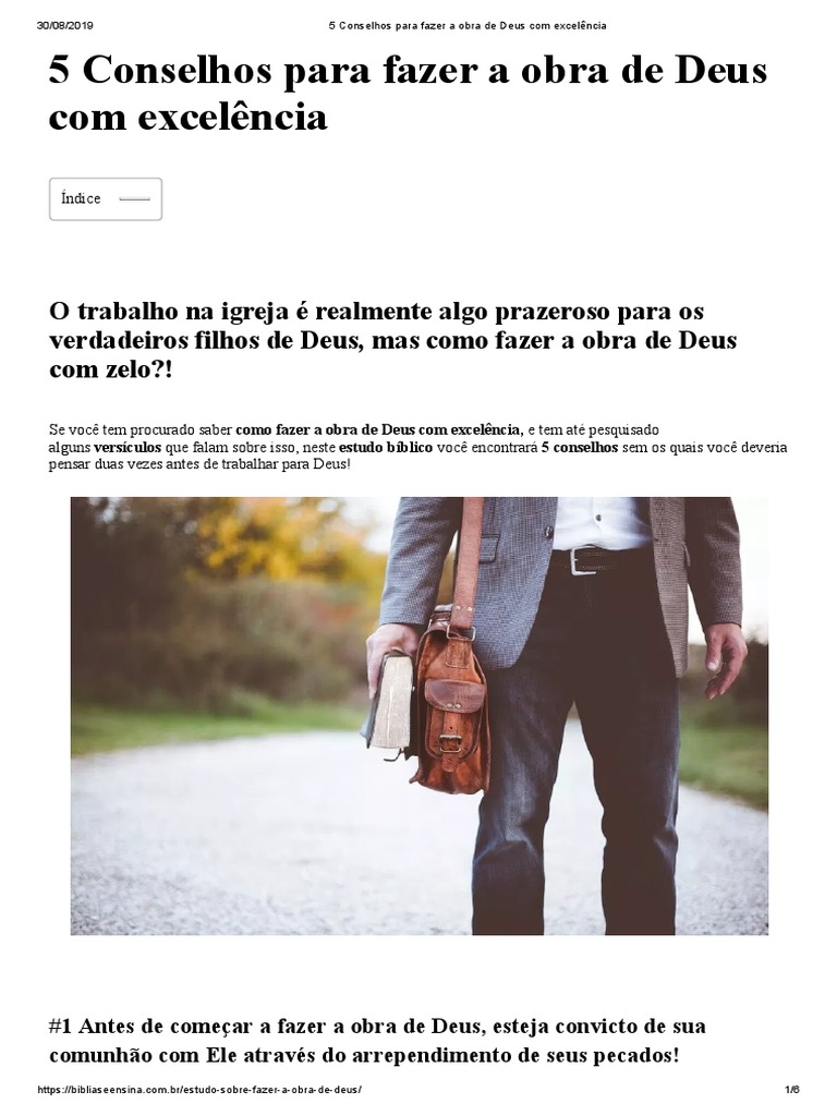 5 Conselhos para Fazer A Obra de Deus Com Excelência | PDF | Igreja ...