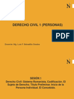 Semana 1 - Derecho Civil, Sujeto de Derecho, T.P., La Persona, El Concebido.