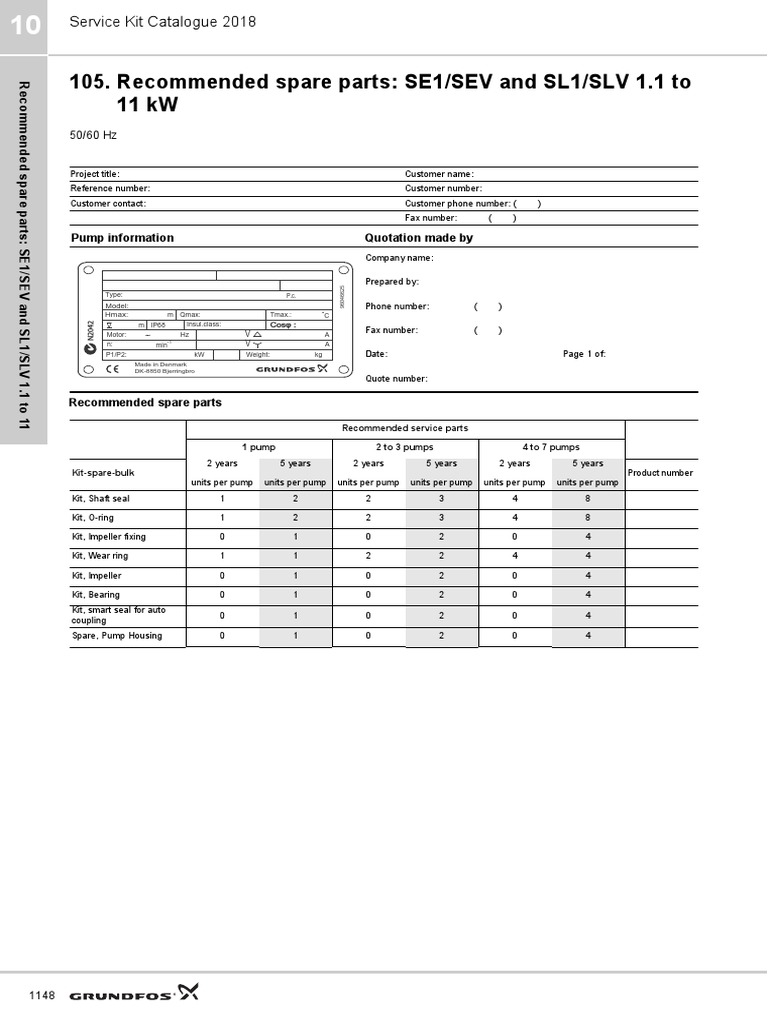 Spare Parts (Grundfosliterature5995012) PDF Chemical Engineering Gas Technologies