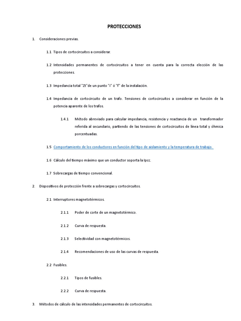 Cálculo y elección de protecciones eléctricas