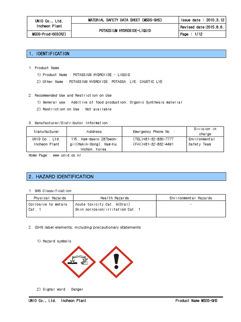 Koh Msds