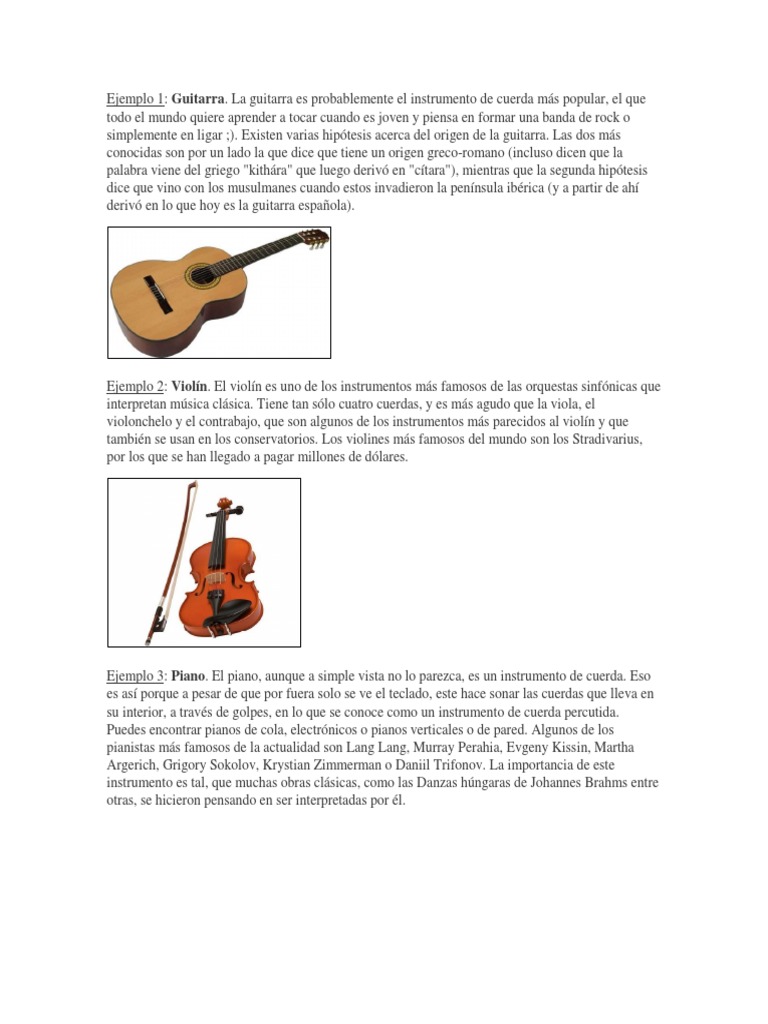 Instrumento Mas Parecido A La Voz Humana Instrumentos de Cuerda 10 Con Concepto e Imagen | PDF | Instrumentos  musicales | Instrumentos de cuerda