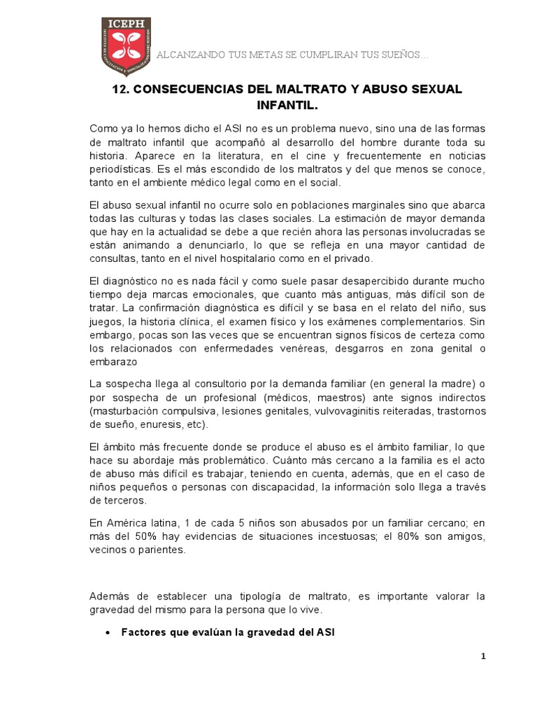 Consecuencias del Abuso Sexual Infantil | PDF | Abuso sexual | Abuso ...