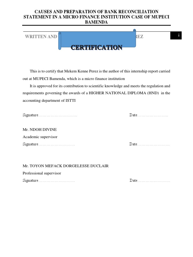 Report On Bank Reconciliation | PDF | Deposit Account | Transaction Account