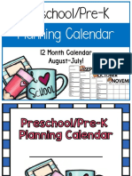 Planning Calendar: Preschool/Pre-K