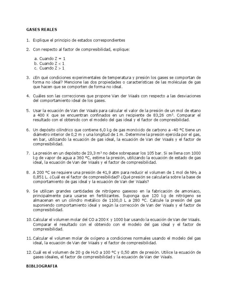 Comportamiento de Gases Reales y Correcciones | PDF | Gases ...
