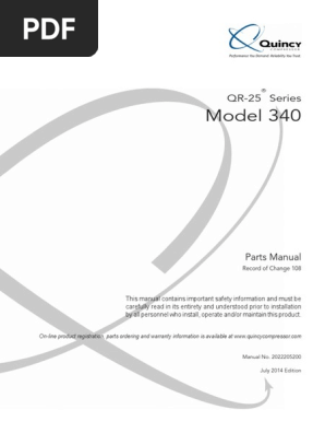 Manual de Partes QR-25 Model 340 | PDF | Piston | Valve