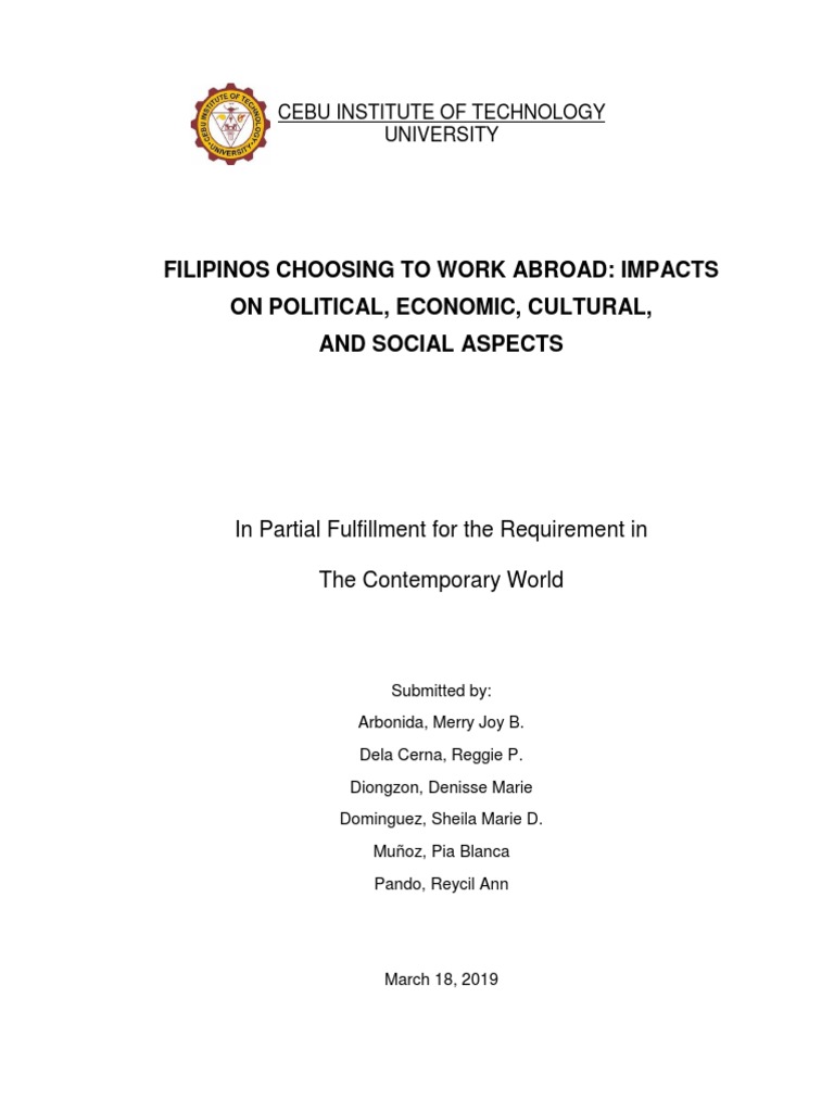 Impacts of Filipino Labor Migration | PDF | Human Migration | Remittance