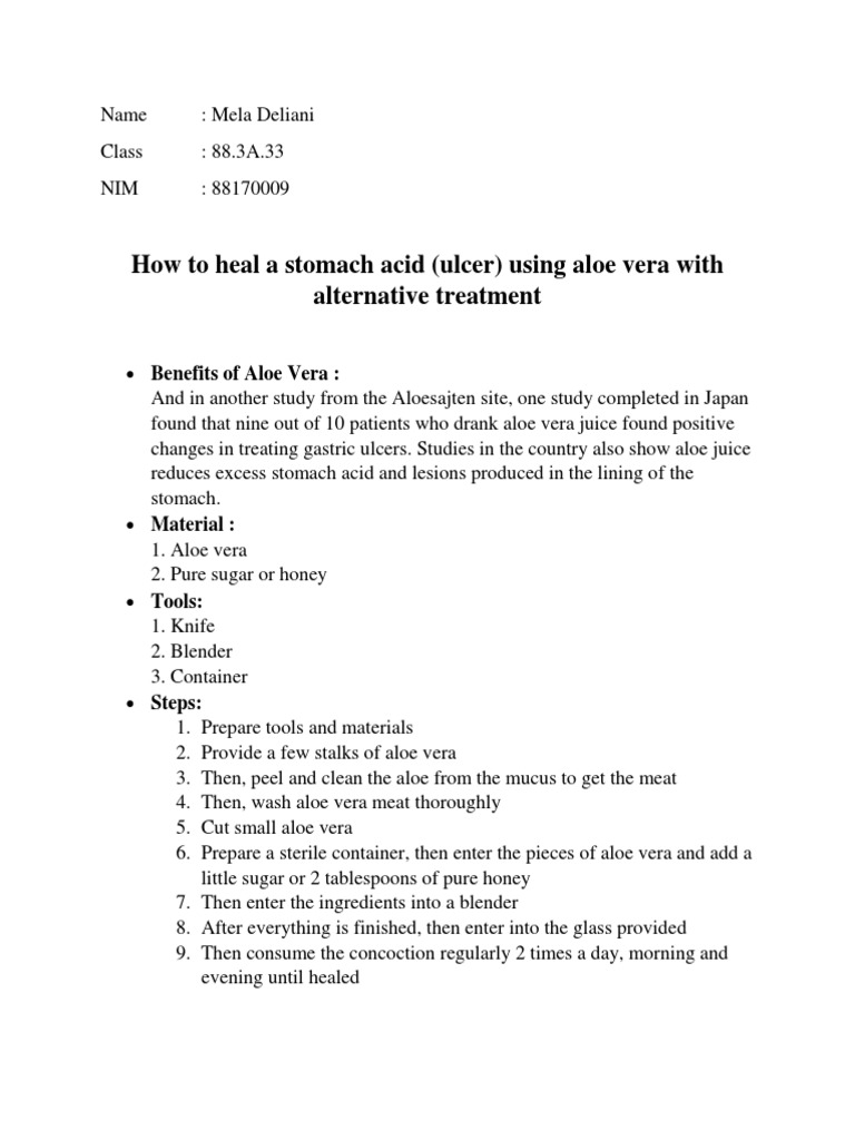 How To Heal A Stomach Acid (Ulcer) Using Aloe Vera With Alternative
