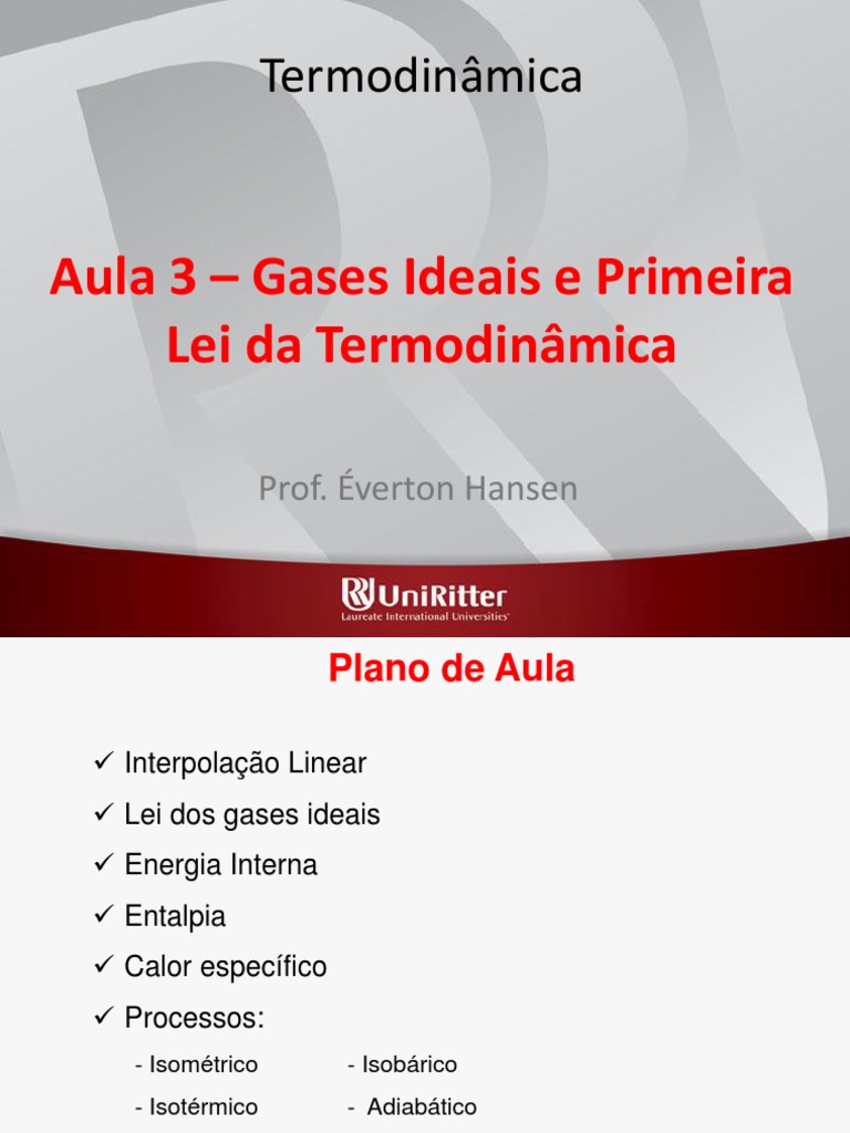 Aula 3 - 1 Lei Da Termodinâmica 1 | PDF | Gases | Calor
