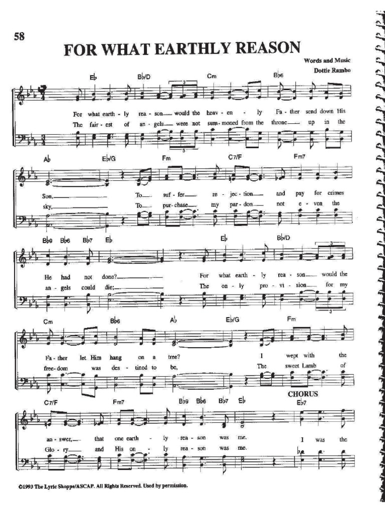 For What Earthly Reason Music Sheet