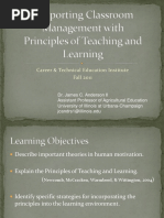 Classroom Management and The Principles of Teaching and Learning