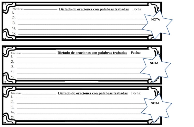 Plantilla para Dictado de Oraciones | PDF | Artes del Lenguaje y ...