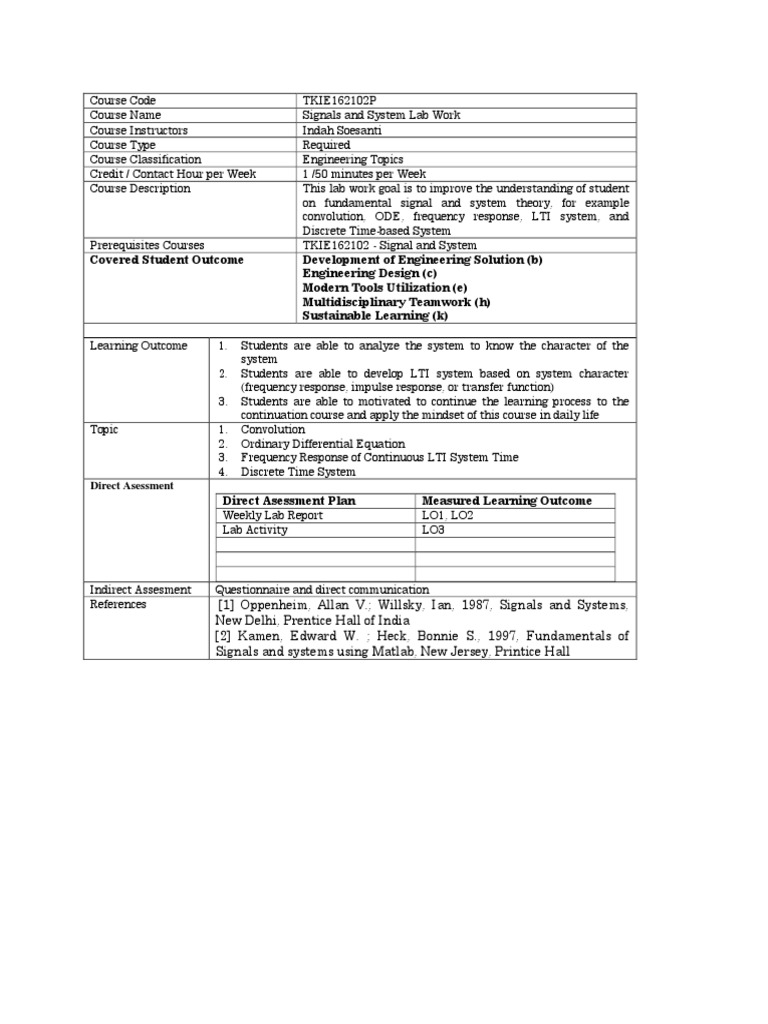 Signals and Systems Lab Overview | PDF
