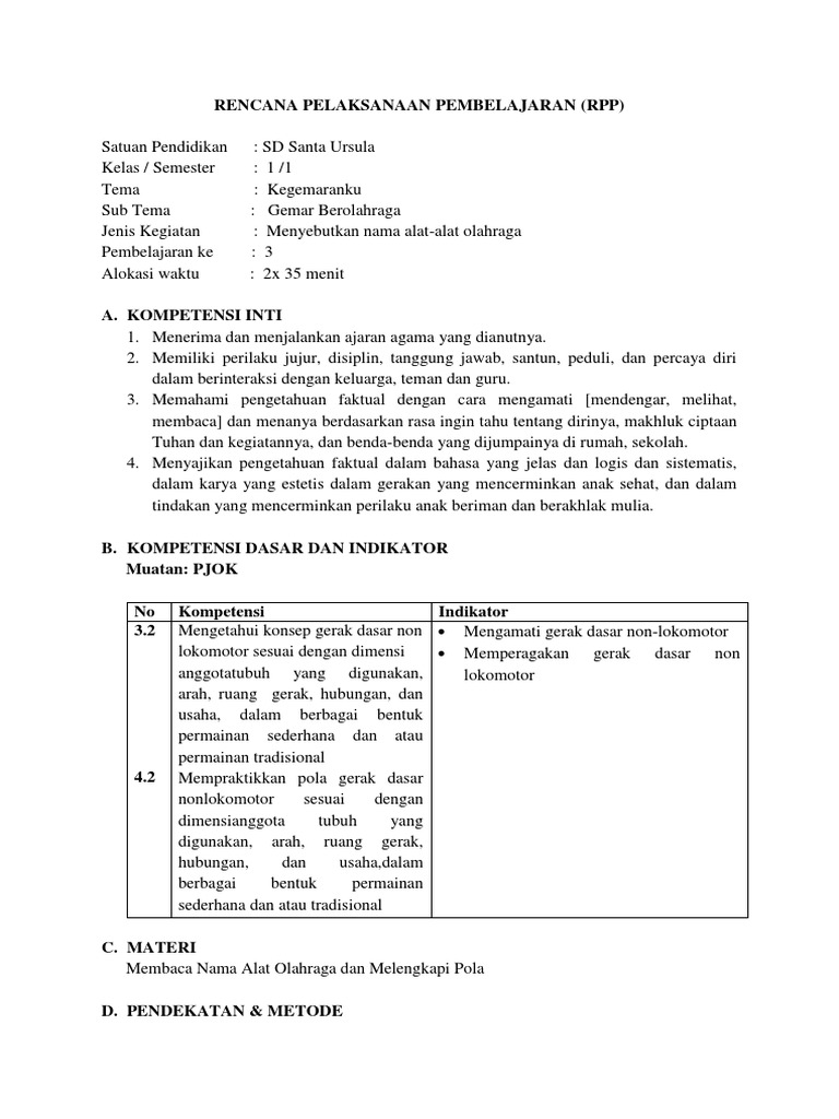 Rpp 3 Kelas 1 6 Pdf