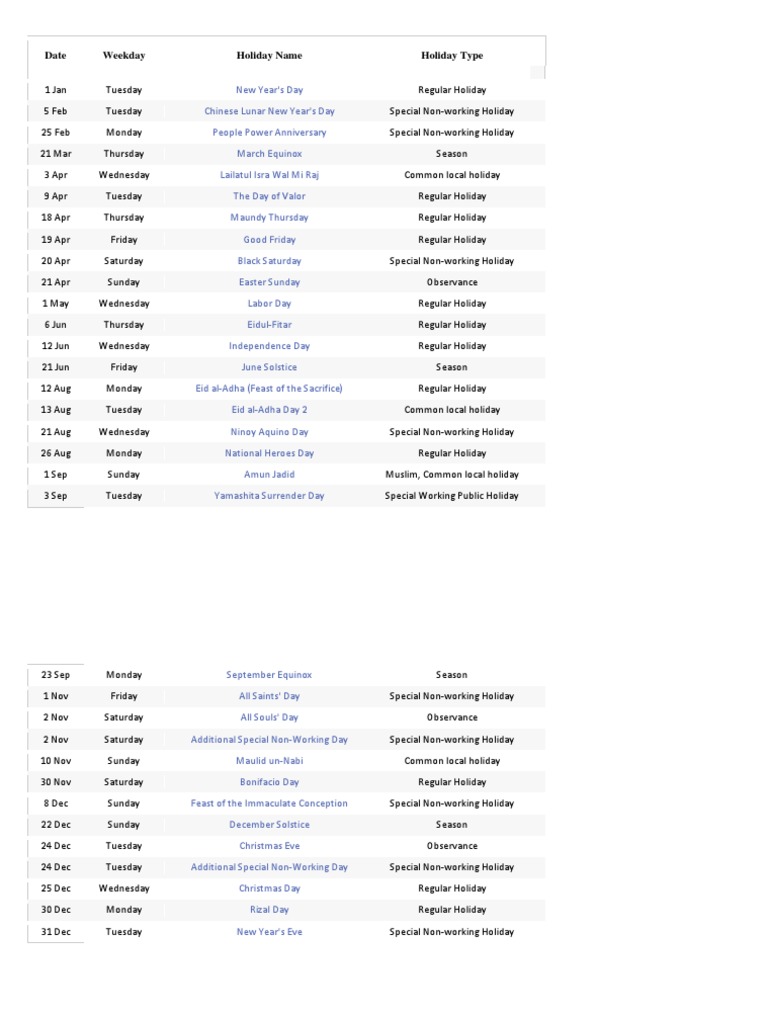 2019 Calendar Holidays Download Free PDF Holidays Workweek And