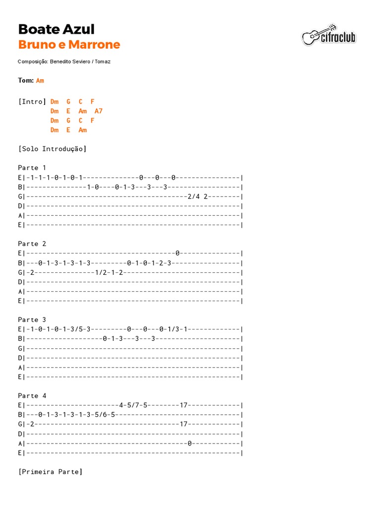 Cifra Club Bruno e Marrone Boate Azul