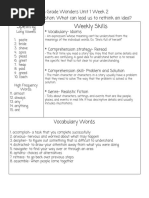 Spelling Weekly Skills: 5 Grade Wonders Unit 1 Week 2 Essential Question: What Can Lead Us To Rethink An Idea?