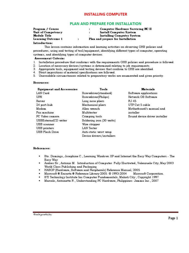 CSS Installing Computer System | PDF | Personal Computers | Operating ...