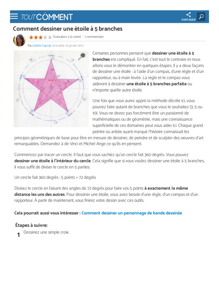Comment Dessiner Une Etoile A 5 Branche Etoile 5 Branches | PDF | Dessin | Enseignement des mathématiques